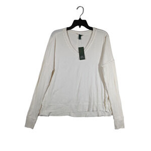 Wild Fable Oversized Sweater Knit Ribbed Off White‎ Medium Cream Hi Low Hem Boxy